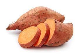 Slices of roasted sweet potatoes